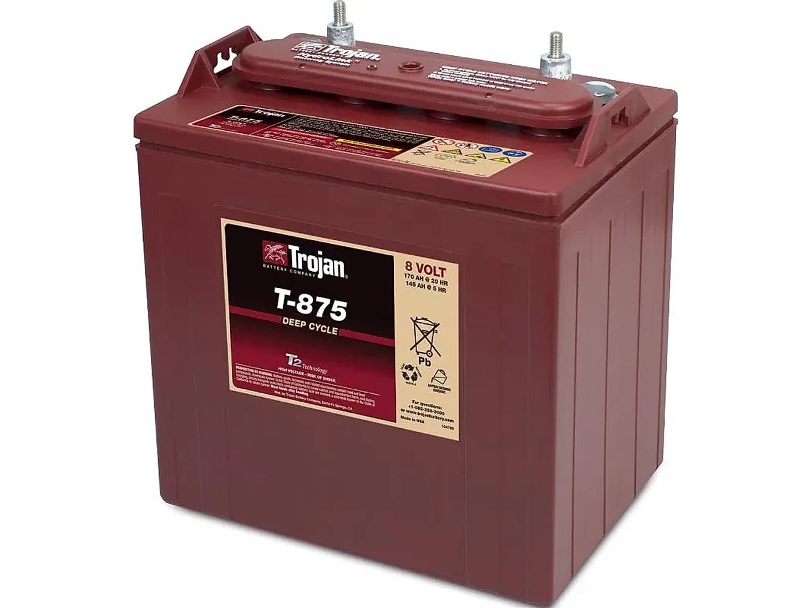 Trojan T-875 8V Deep Cycle Lead Acid Battery